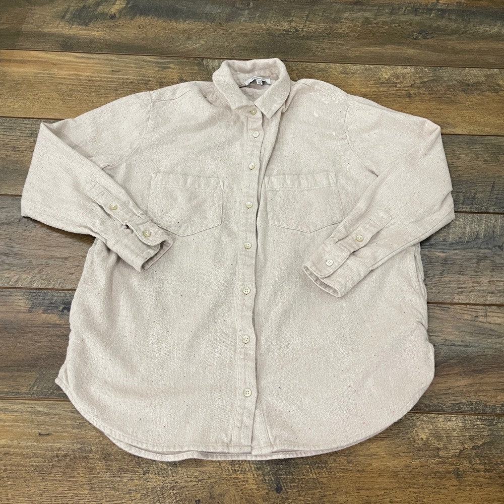 Madewell Womens XXS Flannel Shirt Rainbow Speckle Nep Cream Oversized Shacket
